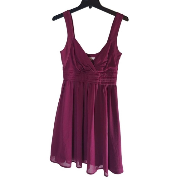 Lavender Brown Burgundy V-Neck Fit & Flare Mini Dress Small NWT - Picture 6 of 9